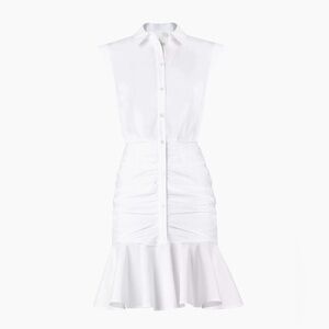 Veronica Beard Bell Button-Down Ruched Shirtdress